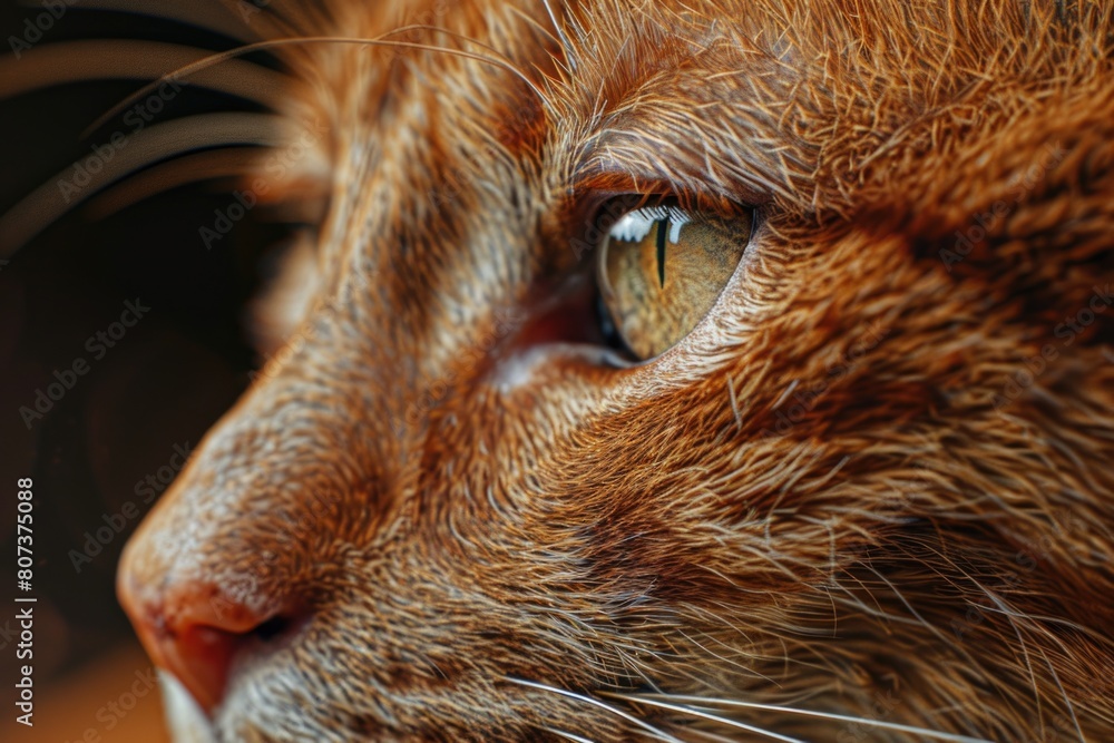 Wall mural A close up of a cat's face with a blurry background. Suitable for various design projects