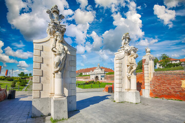 Amazing cityscape and View at principal gate for entrance in medieval fortress of Alba Iulia...