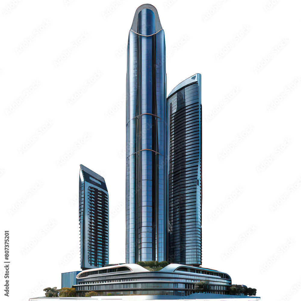 Poster modern skyscraper isolated on white created with generative ai