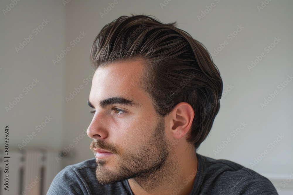 Poster Close up of a person with a remote control, suitable for technology concepts