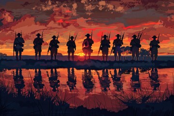 A painting of a group of people riding horses. Suitable for equestrian events promotion