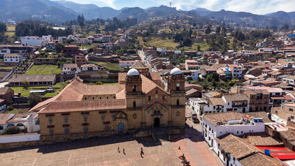 Mongui, Boyaca - Colombia. April 12 - 2024. Aerial photography with drone, The municipality has a...