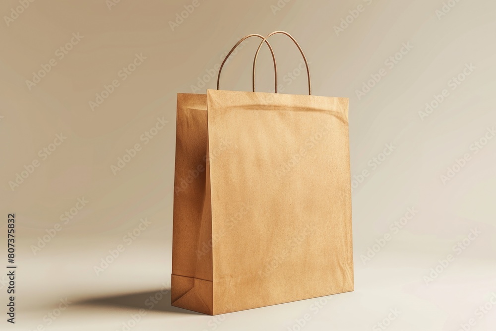 Aufkleber A simple brown paper bag placed on a plain surface. Suitable for various concepts and design projects