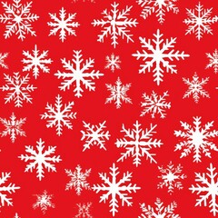 Fototapeta na wymiar Red and White Snowflake Pattern