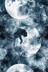 A black cat sitting on top of a full moon. Can be used for Halloween designs