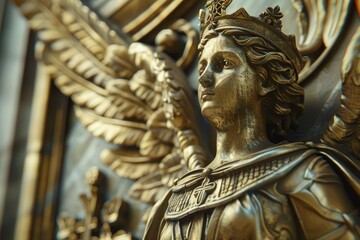 Detailed view of an angel statue. Ideal for religious concepts