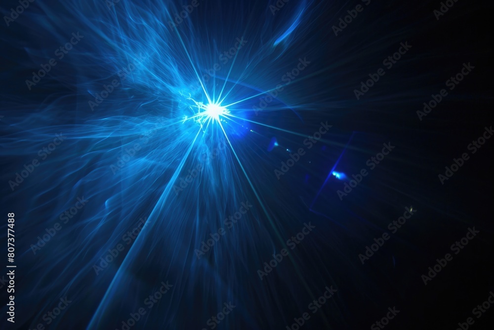 Aufkleber a striking blue light shining brightly in the dark, perfect for adding a pop of color to any project