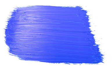 Vibrant blue acrylic paint daub with dynamic brush texture