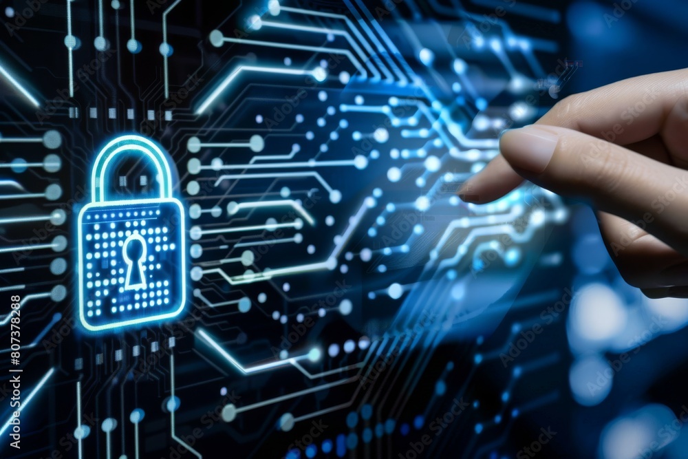 Poster phishing protection, cybersecurity, and login security on laptops integrate secure encryption, hyper
