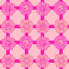 Cartoon flower seamless pattern for wrapping paper and fabrics and linens and kids clothes print