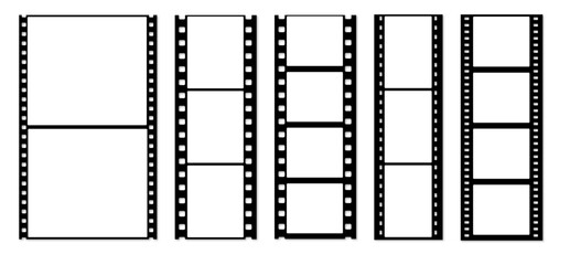 old film frames different sizes black with holes