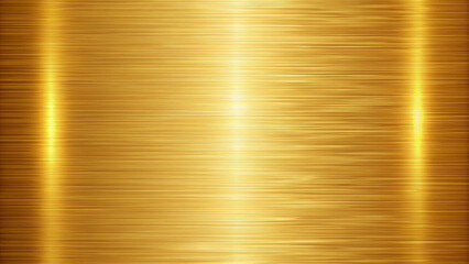 Brushed Gold Metal Texture with Horizontal Lines and Light Reflections - Luxurious and Shiny Effect Ideal for Backgrounds, Graphic Design, or Material Representation in Visual Arts.