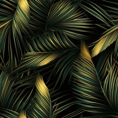 Seamless Gold Palm Leaf Design