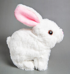 Cute bunny and single easter egg. Concept and idea of happy easter day.