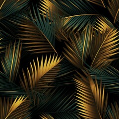 Seamless Gold Palm Leaf Design
