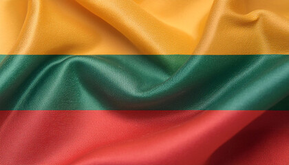 Realistic Artistic Representation of Lithuania waving flag