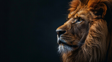 Close Up of Lions Head on Black Background
