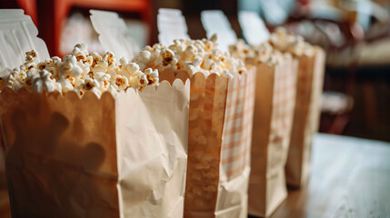 Close Up of Popcorn Bags on a Table
