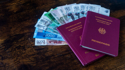 European German Passport and Russian Rubles