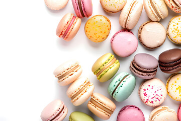 Colorful macarons isolated on background