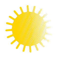 Sun halftone object. hand drawing. Not AI. Vector illustration