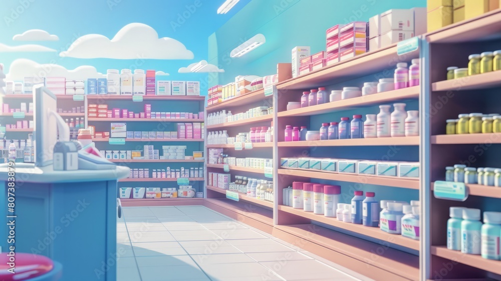 Poster a store crammed with numerous shelves stacked with an abundance of bottles of various shapes and siz