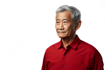 Close up of a satisfied old asian man