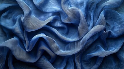 Obraz premium Elegant blue fabric waves texture in close-up detail