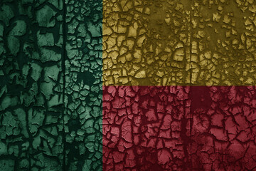 flag of on a old grunge metal rusty cracked wall background