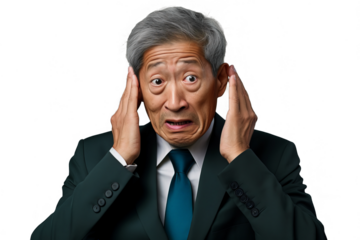 Close up of a worried old chinese businessman