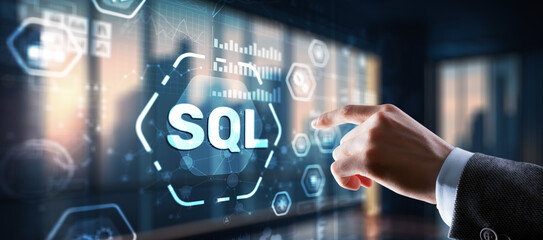 SQL Structured Query Language. Technology concept. Icon virtual screen