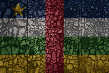 flag of central african republic on a old grunge metal rusty cracked wall background