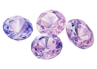 Fototapeta premium PNG Diamond amethyst gemstone jewelry.