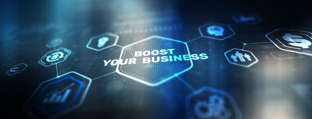 Boost your business 3D Mackground. Business, Technology, Internet and network concept