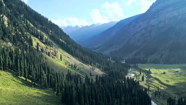 Trek to Lake Tarsar, Jammu and Kashmir, India from the air