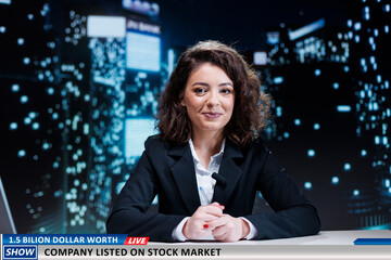 News program about billions dollars company sold on stock market, business value worth a lot of...