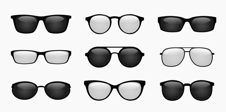 Men and women glasses, sunglasses icon set. Vector EPS 10