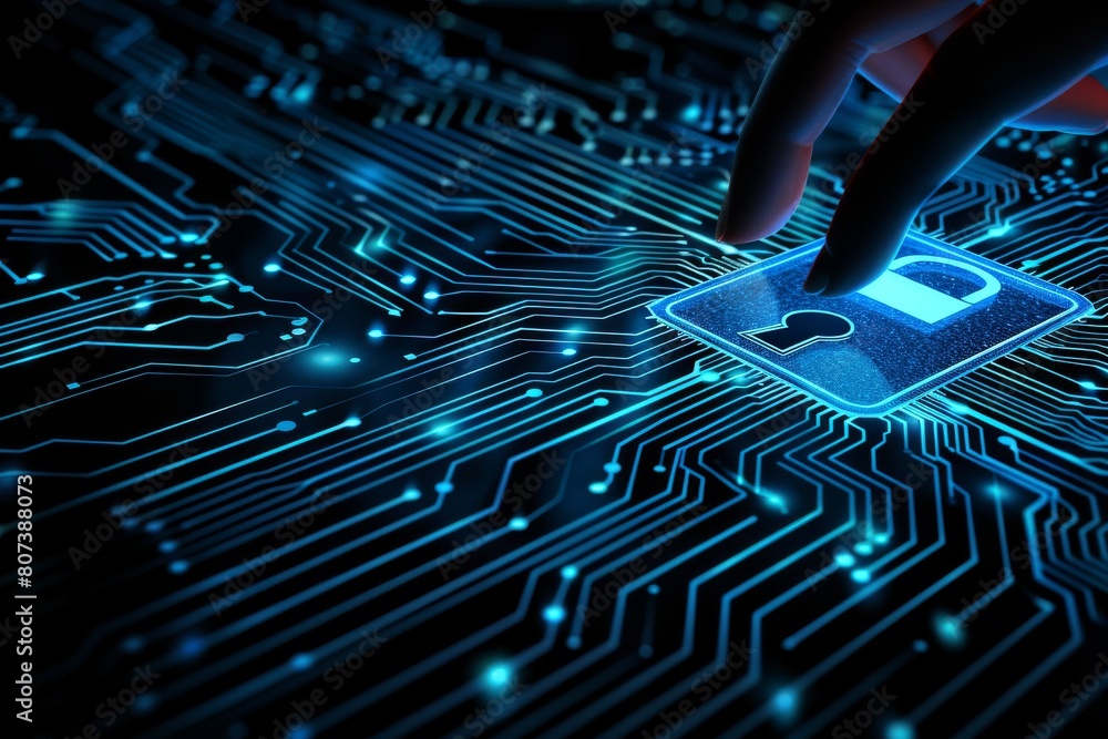 Poster cyber threat, digital identity, and firewall integration secure data with shell protection from brea