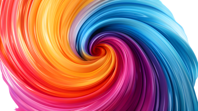 Orange, pink and blue swirling paint splash isolated on a transparent background, PNG, Ai