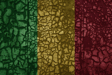 flag of mali on a old grunge metal rusty cracked wall background