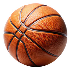 Standard Orange Basketball with Black Lines: A Detailed Close-Up of a Pebbled Surface and Grooves for Grip and Handling - Isolated on White Background.