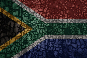 flag of south africa on a old grunge metal rusty cracked wall background