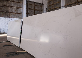 Large warehouse, interior, Italian marble storage room, industrial style. High Resolution