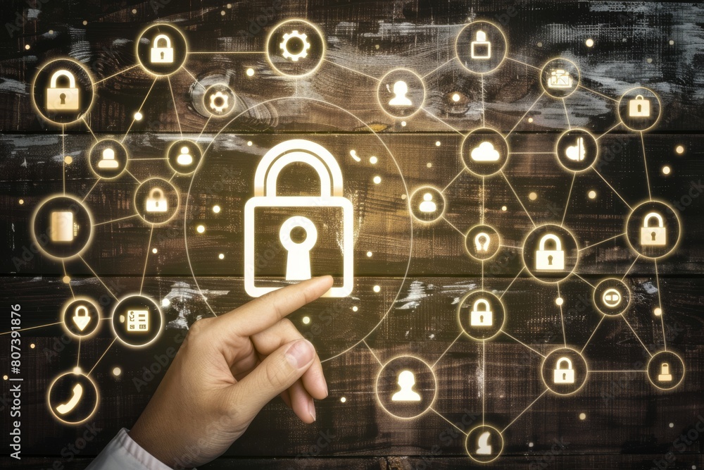 Poster digital lock services and security software manage cyber locks and business protection platforms, us