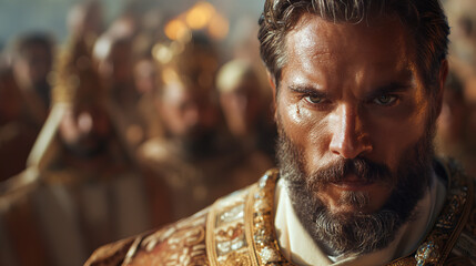 Regal Monarch in Command at a Royal Ceremony