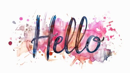 The word Hello created in Watercolor Calligraphy.