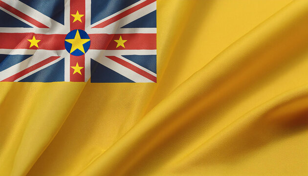 Realistic Artistic Representation of Niue waving flag