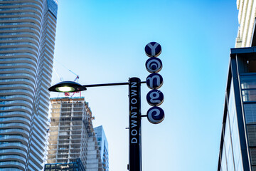Yonge Downtown sign in downtown Toronto.