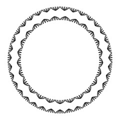 black and white circular frame or border