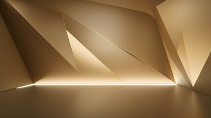 Empty dark gold Studio Background with beautiful Lighting. Modern Space for Product Presentation